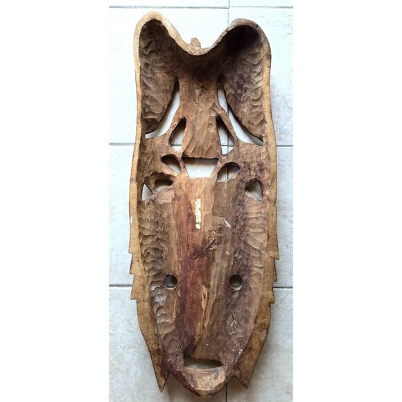 African Solid Wood Carved Art Wall Decoration Folk Art Tribal Mask - Picture 4 of 5